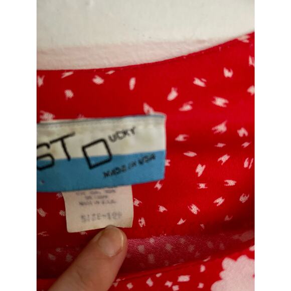 Just Ducky 80s Red and White Floral Dress Size 12P - Picture 8 of 10